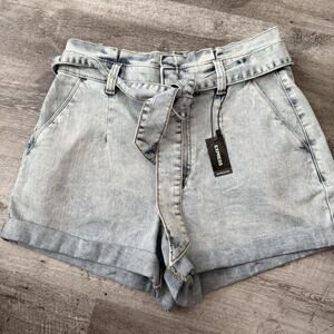 EXPRESS Shorts Womens 10 Super High Rise Shortie Paper Bag Tie Front Belted NEW